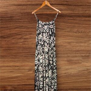 Tokyo Darling Black Floral Spaghetti-Strap Maxi Dress